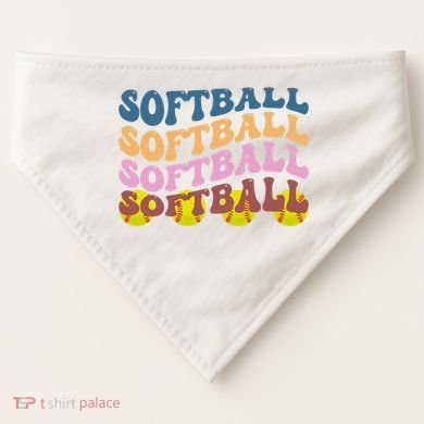 Softball Retro Groovy Sport Lover USA-Made Doggie Bandana