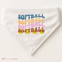 Softball Retro Groovy Sport Lover USA-Made Doggie Bandana thumb 0