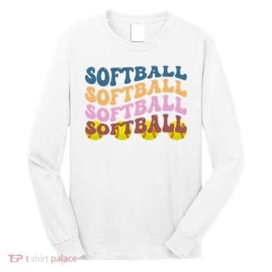 Softball Retro Groovy Sport Lover Long Sleeve Shirt