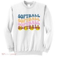 Softball Retro Groovy Sport Lover Sweatshirt thumb 0