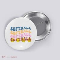 Softball Retro Groovy Sport Lover Button thumb 0