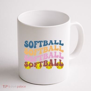 Softball Retro Groovy Sport Lover Coffee Mug back
