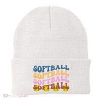 Softball Retro Groovy Sport Lover Beanie thumb 0