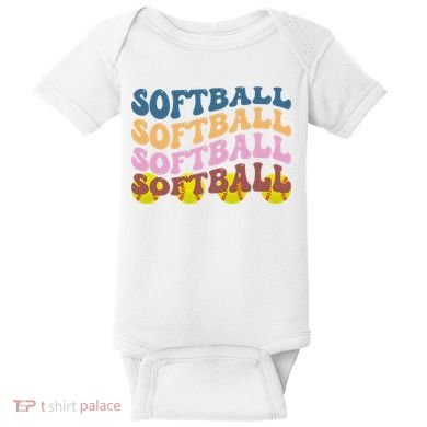 Softball Retro Groovy Sport Lover Baby Bodysuit