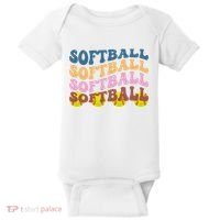 Softball Retro Groovy Sport Lover Baby Bodysuit thumb 0