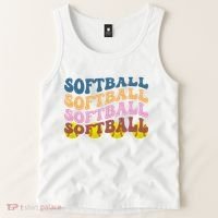 Softball Retro Groovy Sport Lover Tank Top thumb 2