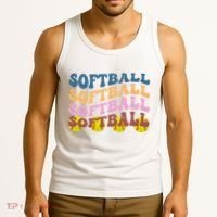 Softball Retro Groovy Sport Lover Tank Top thumb 3