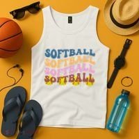 Softball Retro Groovy Sport Lover Tank Top thumb 4