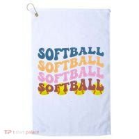 Softball Retro Groovy Sport Lover Golf Towel thumb 0