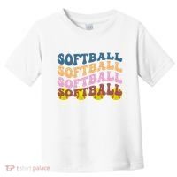 Softball Retro Groovy Sport Lover Toddler T-Shirt thumb 0