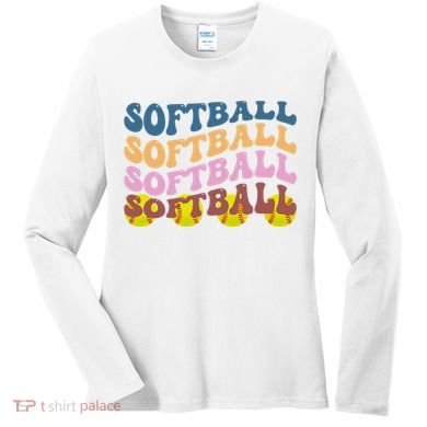 Softball Retro Groovy Sport Lover Women's Long Sleeve Shirt