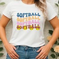 Softball Retro Groovy Sport Lover Women's T-Shirt thumb 2