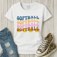 Softball Retro Groovy Sport Lover Women's T-Shirt thumb 3