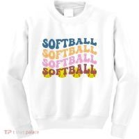 Softball Retro Groovy Sport Lover Kids Sweatshirt thumb 0