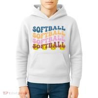 Softball Retro Groovy Sport Lover Kids Hoodie thumb 4
