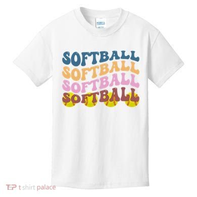 Softball Retro Groovy Sport Lover Kids T-Shirt