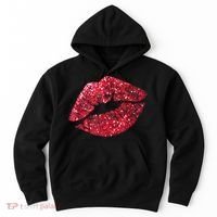 Sexy Red Glitter Lips Kiss Me Love Makeup Lipstick Shirt Tee Hoodie thumb 0