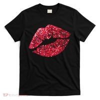 Sexy Red Glitter Lips Kiss Me Love Makeup Lipstick Shirt Tee T-Shirt thumb 0