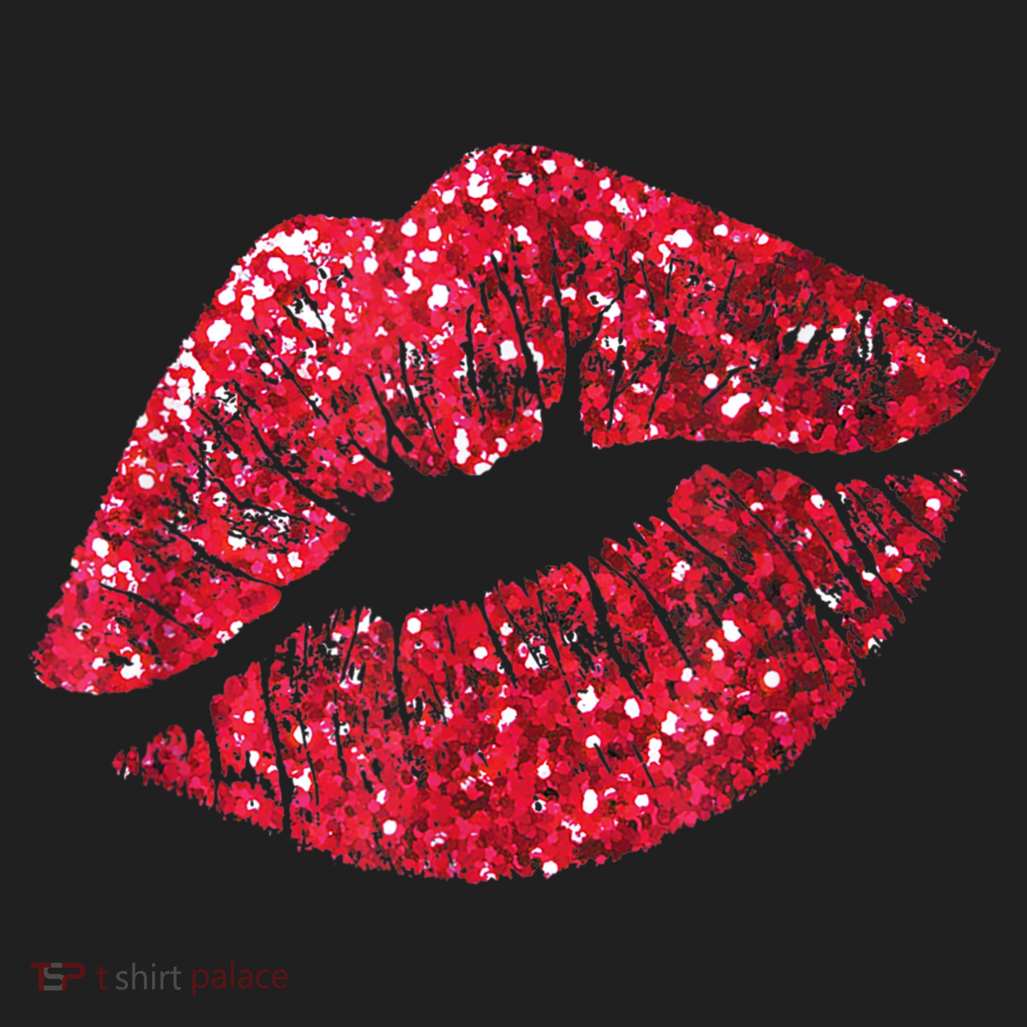 Sexy Red Glitter Lips Kiss Me Love Makeup Lipstick Shirt Tee Hat