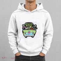Skeleton Riding Hippie Van Halloween Costume Retro Bones Hoodie thumb 0