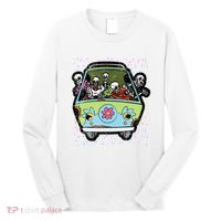 Skeleton Riding Hippie Van Halloween Costume Retro Bones Long Sleeve Shirt thumb 0