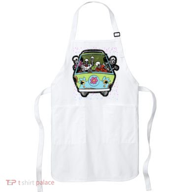 Skeleton Riding Hippie Van Halloween Costume Retro Bones Apron