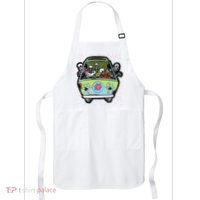 Skeleton Riding Hippie Van Halloween Costume Retro Bones Apron thumb 0