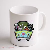 Skeleton Riding Hippie Van Halloween Costume Retro Bones Coffee Mug thumb 1