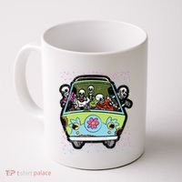 Skeleton Riding Hippie Van Halloween Costume Retro Bones Coffee Mug thumb 0