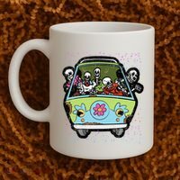 Skeleton Riding Hippie Van Halloween Costume Retro Bones Coffee Mug thumb 2