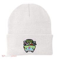 Skeleton Riding Hippie Van Halloween Costume Retro Bones Beanie thumb 0