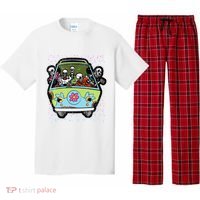 Skeleton Riding Hippie Van Halloween Costume Retro Bones Pajama Set thumb 0