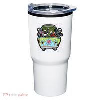 Skeleton Riding Hippie Van Halloween Costume Retro Bones Tumbler thumb 0