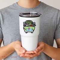 Skeleton Riding Hippie Van Halloween Costume Retro Bones Tumbler thumb 2