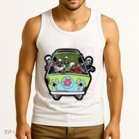 Skeleton Riding Hippie Van Halloween Costume Retro Bones Tank Top thumb 3