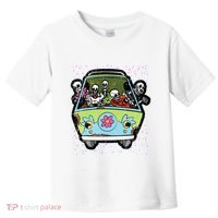 Skeleton Riding Hippie Van Halloween Costume Retro Bones Toddler T-Shirt thumb 0