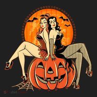 Sexy Retro Halloween Pinup Girls Beanie thumb 2