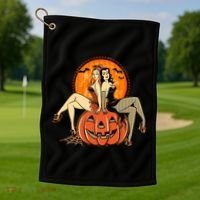Sexy Retro Halloween Pinup Girls Golf Towel thumb 1