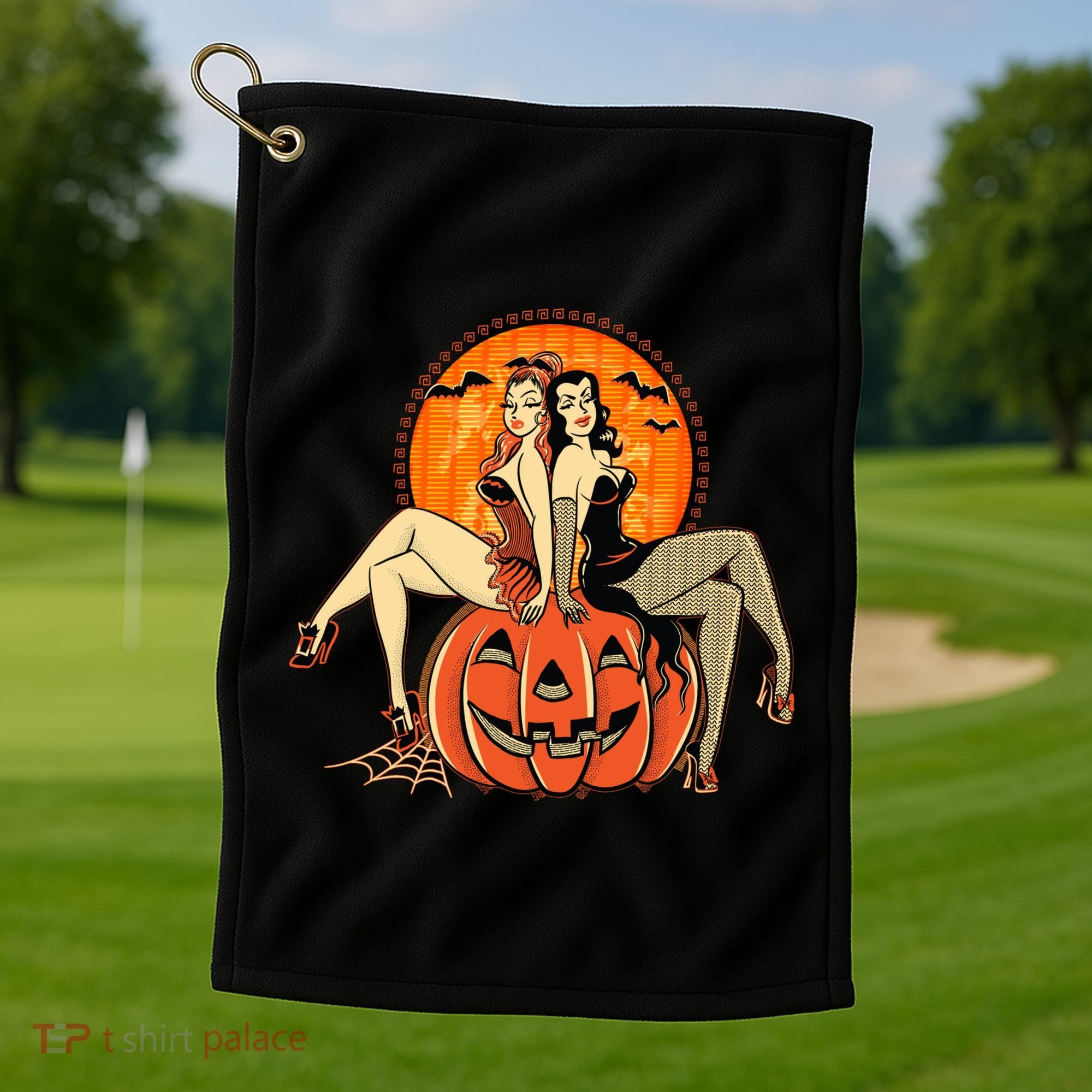 Sexy Retro Halloween Pinup Girls Golf Towel