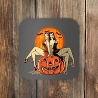 Sexy Retro Halloween Pinup Girls Coaster thumb 0