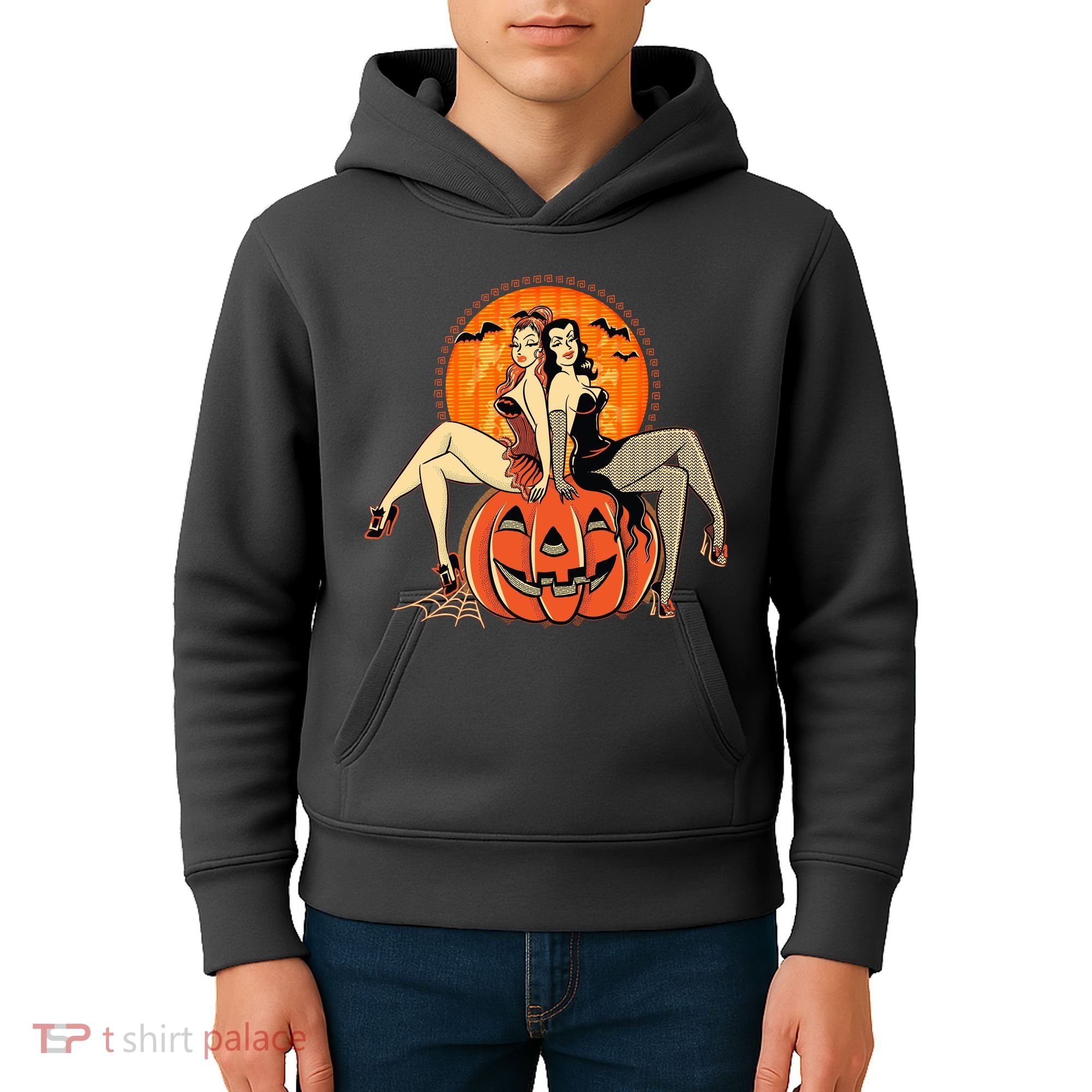 Sexy Retro Halloween Pinup Girls Kids Hoodie