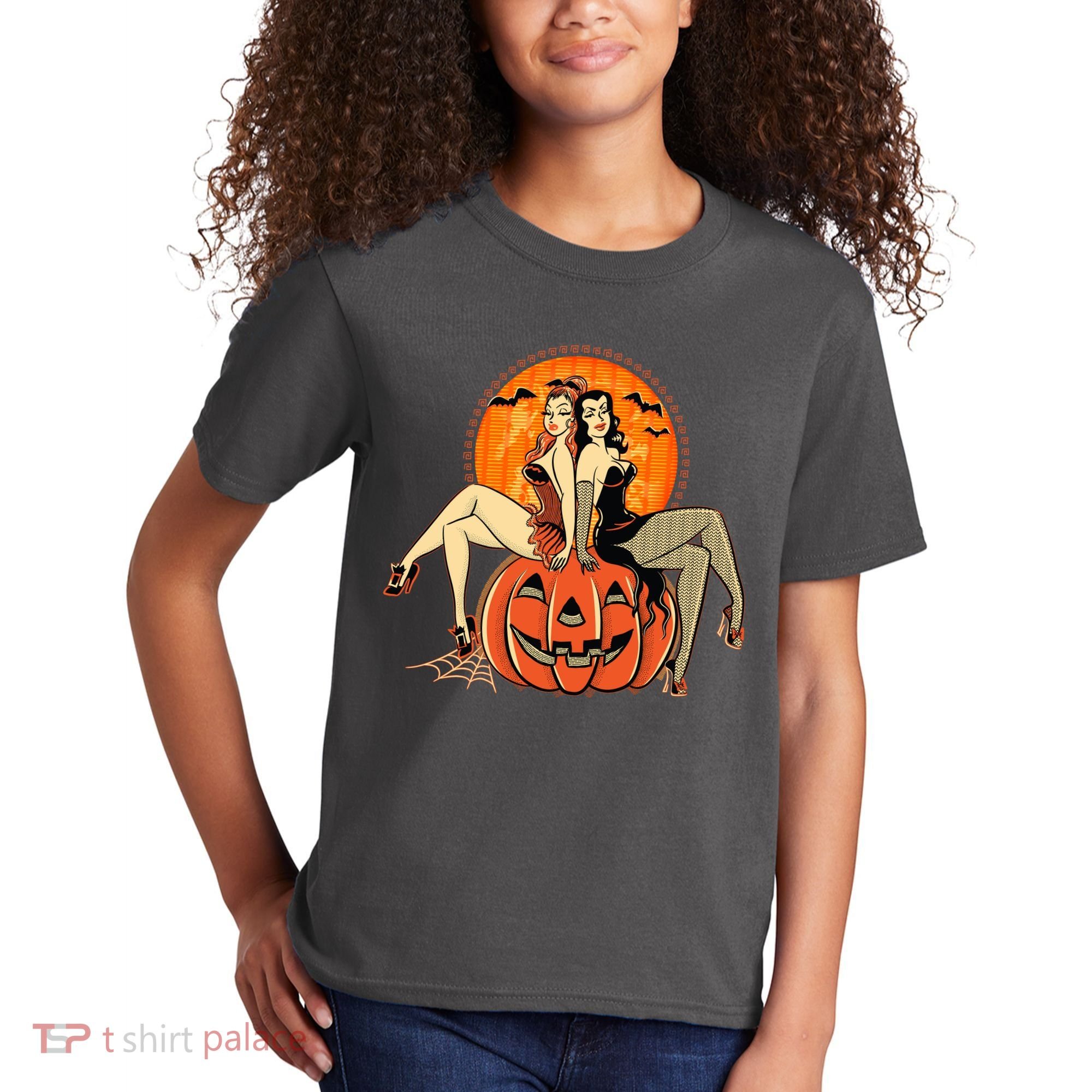 Sexy Retro Halloween Pinup Girls Kids T-Shirt
