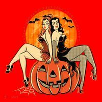 Sexy Retro Halloween Pinup Girls Santa Hat thumb 1