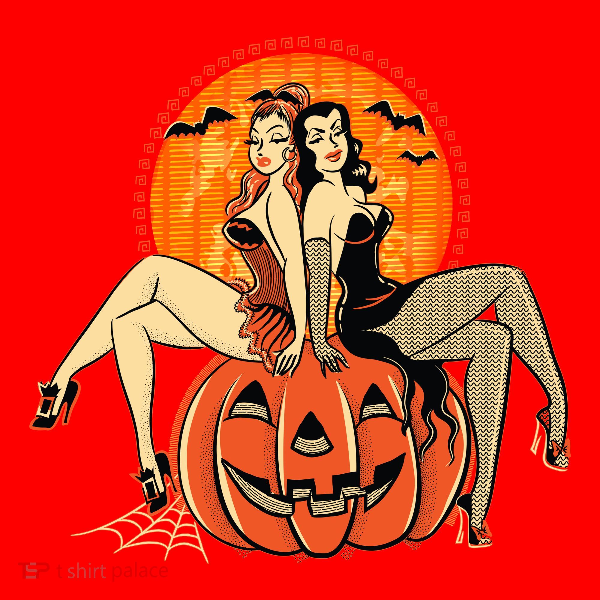 Sexy Retro Halloween Pinup Girls Santa Hat