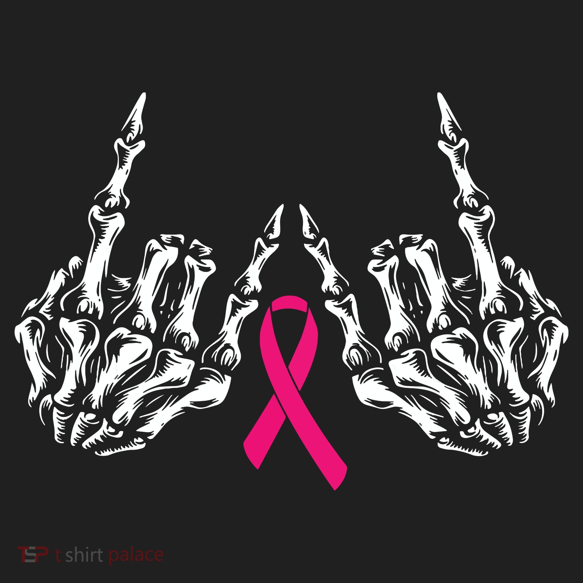 Skeleton Rock Hand Breast Cancer Awareness Cool Pink Ribbon Beanie