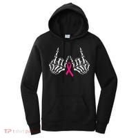 Skeleton Rock Hand Breast Cancer Awareness Cool Pink Ribbon Women's Hoodie thumb 0