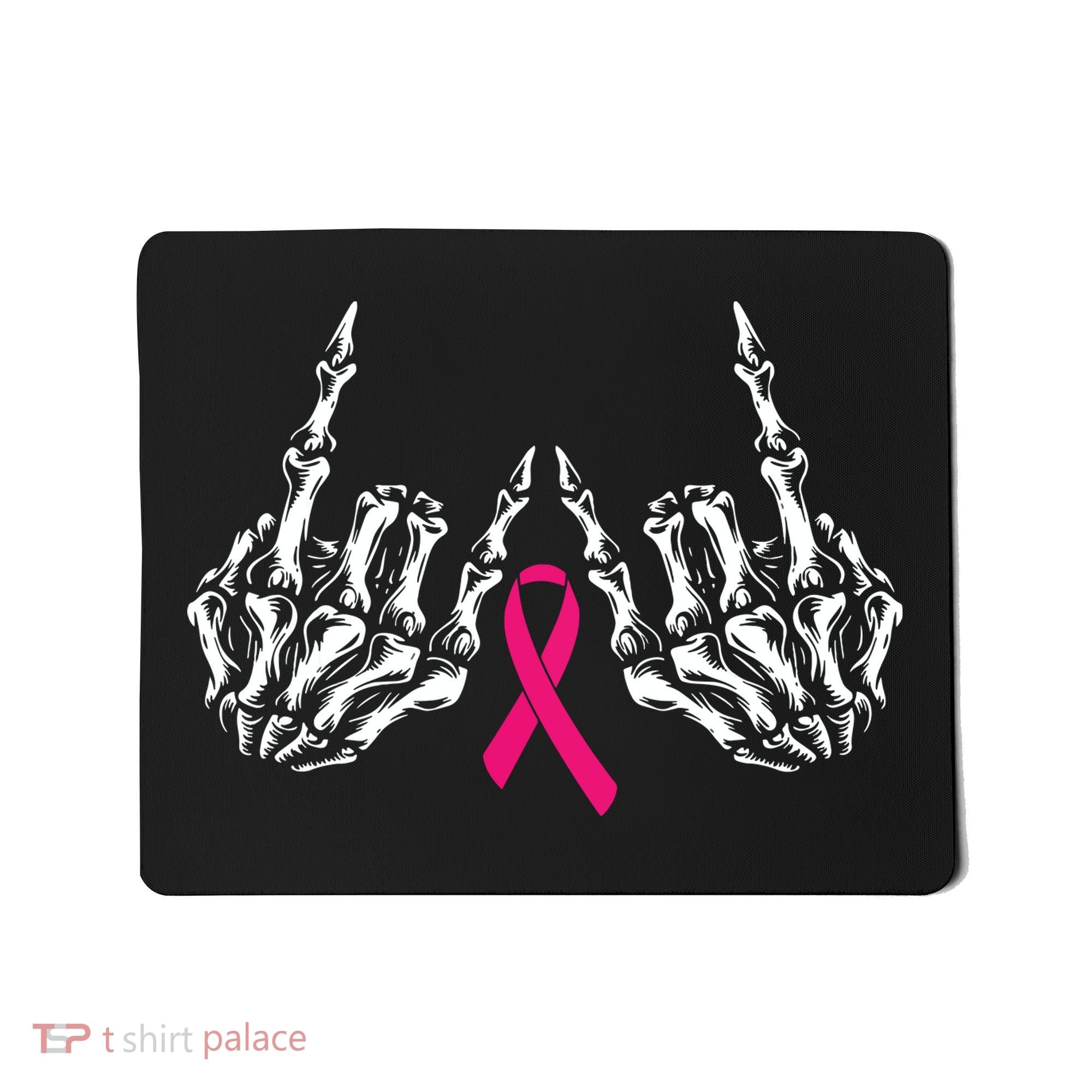 Skeleton Rock Hand Breast Cancer Awareness Cool Pink Ribbon Mousepad