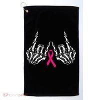 Skeleton Rock Hand Breast Cancer Awareness Cool Pink Ribbon Golf Towel thumb 0