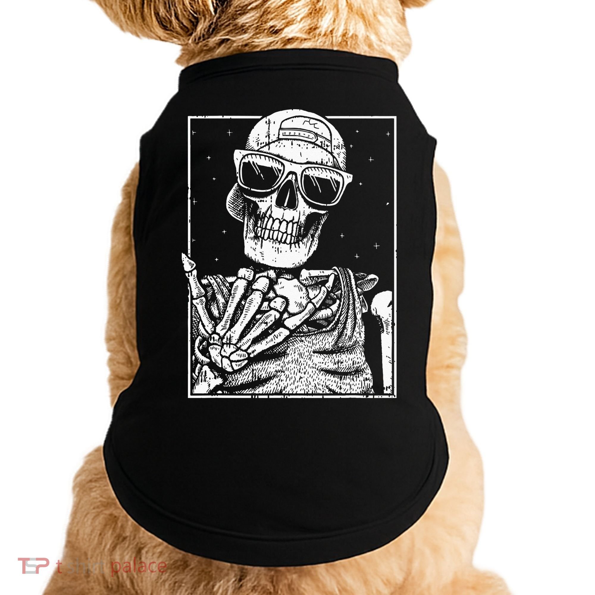Skeleton Rock Hand Halloween Costume Cool Rock Music Rocker Doggie Tank