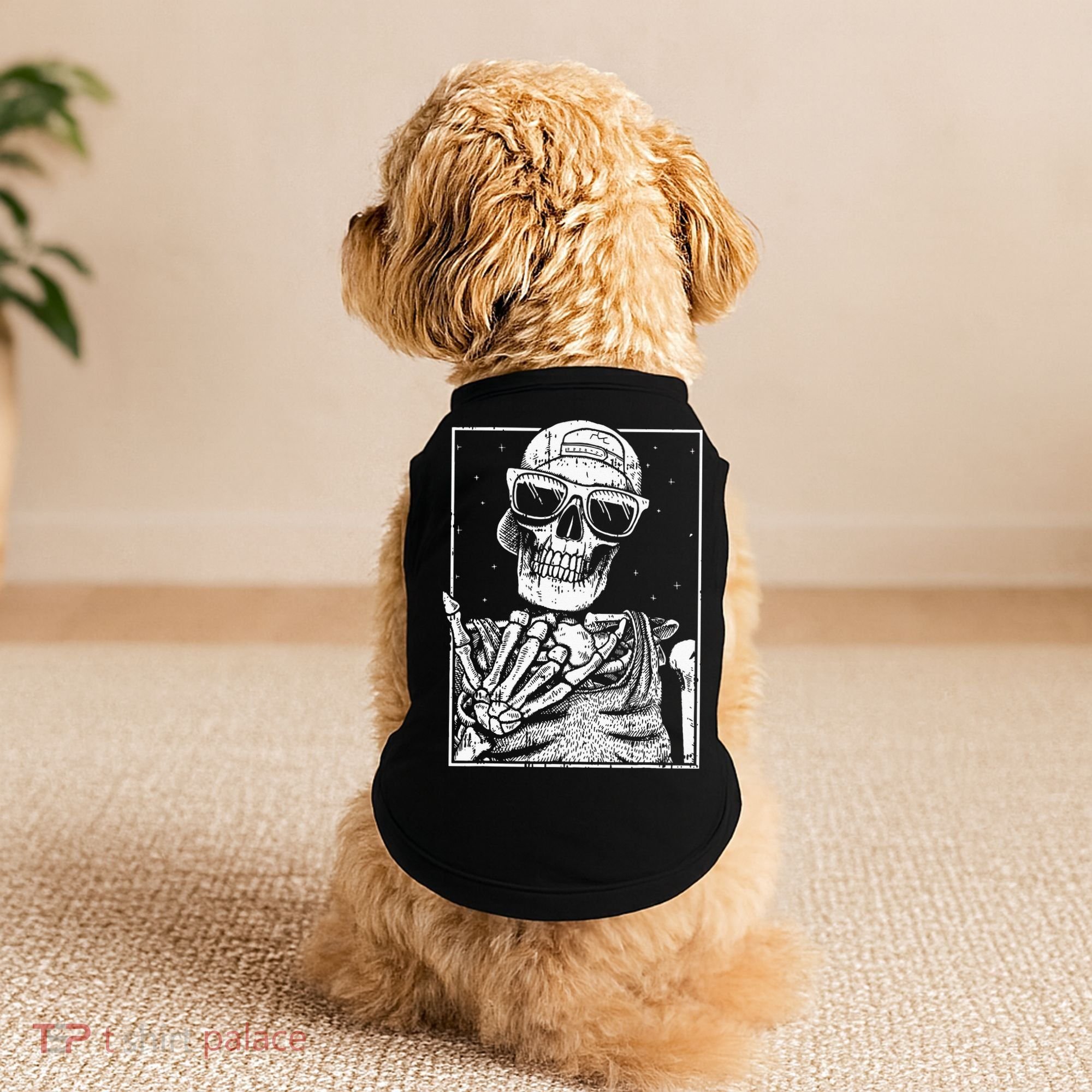 Skeleton Rock Hand Halloween Costume Cool Rock Music Rocker Doggie Tank